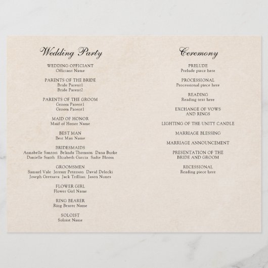 Bourgondisch Trouwprogramma met Vouw | Tane Achter (Achterkant)