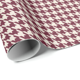 Bourgondisch & Warm Crème Houndstooth Patroon Cadeaupapier