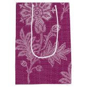 Bourgondisch wijn bloemrijke kant bruidsdouche medium cadeauzakje (Achterkant)