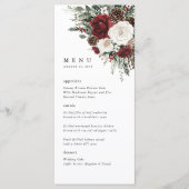 Bourgondisch winterbloemen bruiloftsreceptie menu (Voorkant)