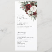 Bourgondisch winterbloemen-huwelijksceremonieprogr programmakaart (Voorkant)
