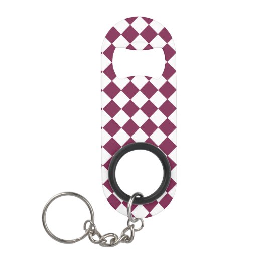 Bourgondisch wit geruit diamantpatroon mini flessenopener (Voorkant)