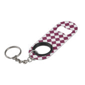 Bourgondisch wit geruit diamantpatroon mini flessenopener (Voorkant Gekanteld)
