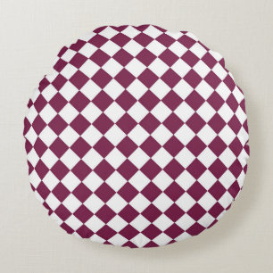 Bourgondisch wit geruit diamantpatroon rond kussen