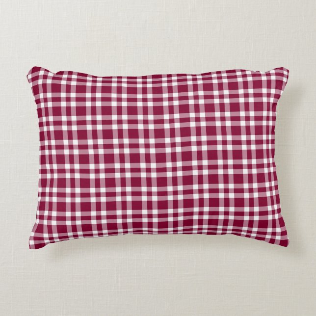 Bourgondisch wit geruit patroon accent kussen (Voorkant)