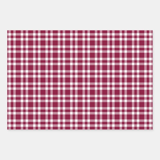 Bourgondisch wit geruit patroon inpakpapier vel (Voorkant)