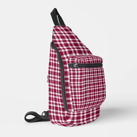 Bourgondisch wit geruit patroon sling bag (Linkerhoek)