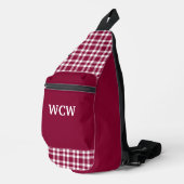 Bourgondisch Wit Geruite Personaliseer Patroon Sling Bag (Rechterhoek)