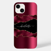 Bourgondisch zwart goud agaat marmeren naamschrift Case-Mate iPhone case (Achterkant)