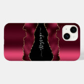 Bourgondisch zwart goud agaat marmeren naamschrift Case-Mate iPhone case (Achterkant (horizontaal))