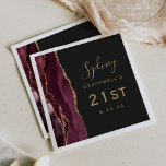 Bourgondische Agaat Gold Script Dark 21st Birthday Servet<br><div class="desc">Deze elegante moderne 21e verjaardagsfeestservetten zijn voorzien van een bordeauxrode waterverf agaatontwerp met faux gold glitter. Pas de tekst eenvoudig aan in goudkleurig handschriftscript en koperlettertype op een zwarte achtergrond.</div>