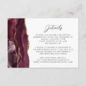 Bourgondische Agaat Gold Script Wedding Details Informatiekaartje (Voorkant)