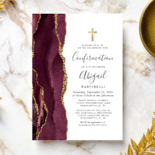Bourgondische agaat gouden glitter bevestiging kaart