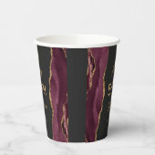 Bourgondische Agaat Gouden Glitter Donkere 50ste V Papieren Bekers (Links)