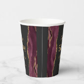 Bourgondische Agaat Gouden Glitter Donkere 50ste V Papieren Bekers (Rechts)