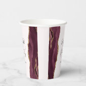 Bourgondische Agaat Gouden Glitter Script Blush We Papieren Bekers (Rechts)