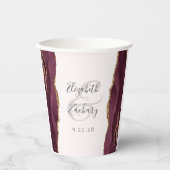 Bourgondische Agaat Gouden Glitter Script Blush We Papieren Bekers (Voorkant)