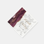 Bourgondische agaat marmer gouden script bruiloft servet (Hoek)