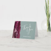 Bourgondische Agaat Sage Groene Bruiloft Dank u Kaart (Voorkant)