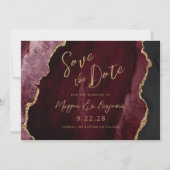Bourgondische Agaat Script Wedding Save the Date (Voorkant)