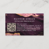 Bourgondische agaat-scriptmonogram QR-code Visitekaartje (Achterkant)