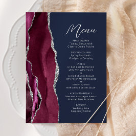 Bourgondische agaat zilver schrift marineblauwe tr menu