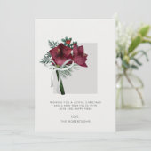 Bourgondische Amaryllis Kerstgroen Feestdagenkaart (Staand voorkant)