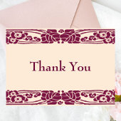 Bourgondische Art Nouveau bloemmotief Dank je Bedankkaart