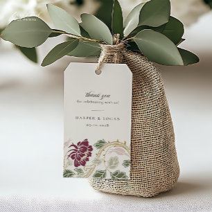 Bourgondische Art Nouveau-cadeaubon met bloemmotie Cadeaulabel