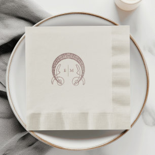 Bourgondische Art Nouveau-monogram initiaal tafeld Servet