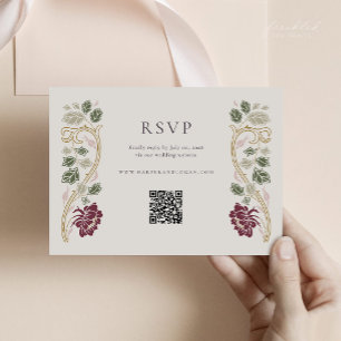 Bourgondische Art Nouveau RSVP kaart met QR