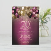 Bourgondische ballonnen Glitter 70e verjaardag Kaart (Staand voorkant)