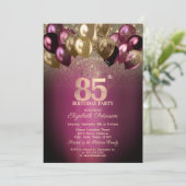 Bourgondische ballonnen Glitter 85e verjaardag Kaart (Staand voorkant)