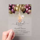 Bourgondische ballonnen wijnset Glitter Vrijgezell Acryl Uitnodigingen (Insitu (Draagbaar))