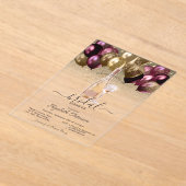 Bourgondische ballonnen wijnset Glitter Vrijgezell Acryl Uitnodigingen (Laagn)