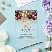 Bourgondische ballonnen wijnset Glitter Vrijgezell Acryl Uitnodigingen (Insitu (Huwelijk))