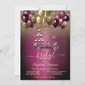 Bourgondische ballonnen Wine Truck Glitter Vrijgez Kaart (Voorkant)