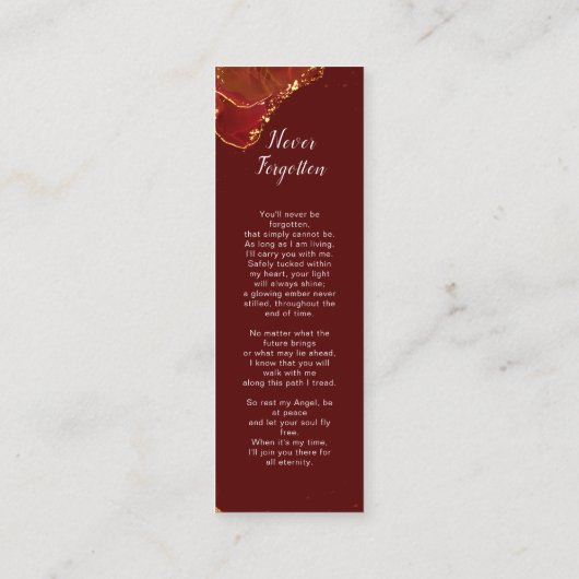 Bourgondische begrafenis Bladwijzer, begrafenis Ke Mini Visitekaartje (Achterkant)