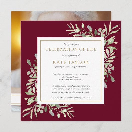 Bourgondische begrafenis viering van het leven Pho Kaart (Voorkant / Achterkant)