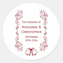 Bourgondische Bells Scrollwork Wedding Design Ronde Sticker