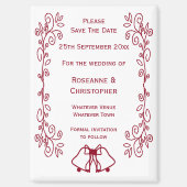 Bourgondische Bells Scrollwork Wedding Sla de datu Magneet (Voorkant)