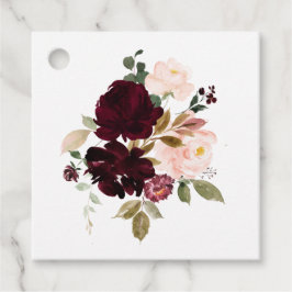 Bourgondische Bes en Blush Bloemen Bruiloft Bedankjes Labels