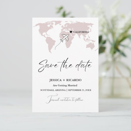 Bourgondische bestemming Bruiloft Save the date (Staand voorkant)