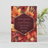 Bourgondische Bloei Herfst Oogst Bruiloft Kaart (Staand voorkant)