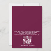 Bourgondische Bloem Boho Rustieke QR Code Trouwen Kaart (Achterkant)