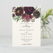 Bourgondische bloem botanische elegante luxe trouw kaart (Staand voorkant)