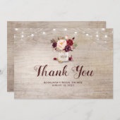 Bourgondische bloem bruidsdankjeshouder bedankkaart (Voorkant / Achterkant)