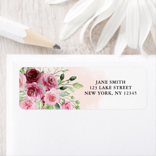 Bourgondische Bloem Bruidsfeest Etiket (Insitu)