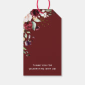 Bourgondische bloem bruidsfeest favoriet cadeaulabel (Achterkant)