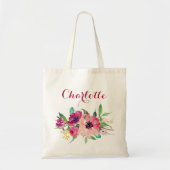 Bourgondische bloem bruidsmeisje gepersonaliseerd tote bag (Voorkant)